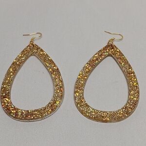 Hand Crafted Gold Glitter Earrings
